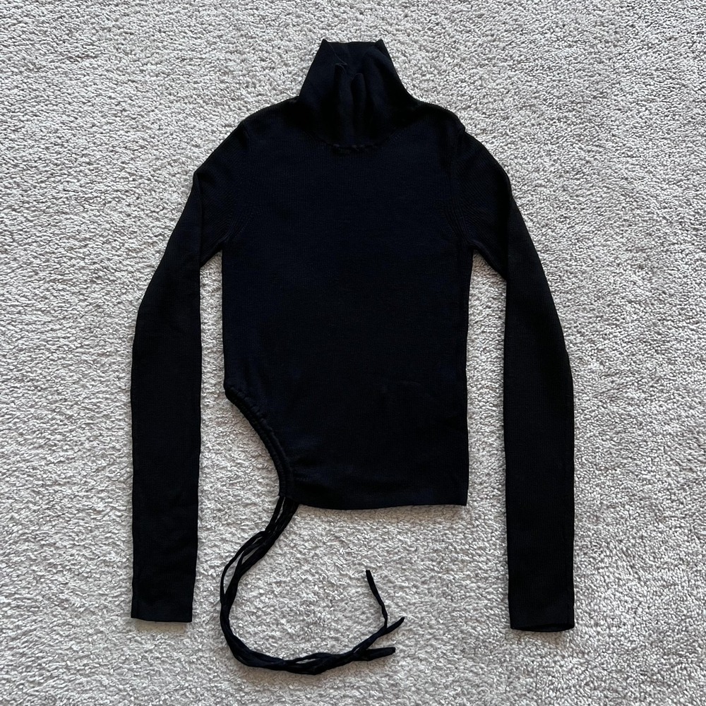 Alexander Wang Merino Wool Turtleneck Top Womens M Black Long Sleeve Knit
